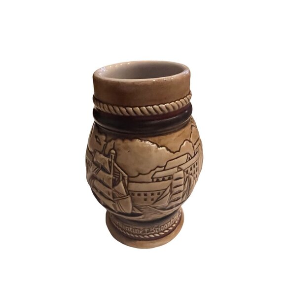 Vintage Avon Stein 1982 Handcrafted Brazil Nautical Ship Ceramic 4.5" Serial # - Picture 2 of 6